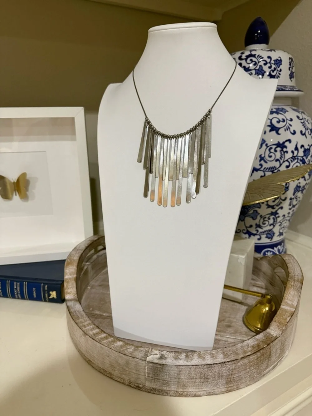 Express Silver Tone Fringe Statement Necklace